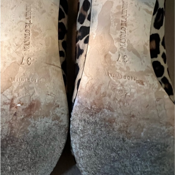 Manolo Blahnik Pony Hair Leopard D'Orsay Peep Toe Pumps-37/US 7- Comes with Box - Picture 12 of 12